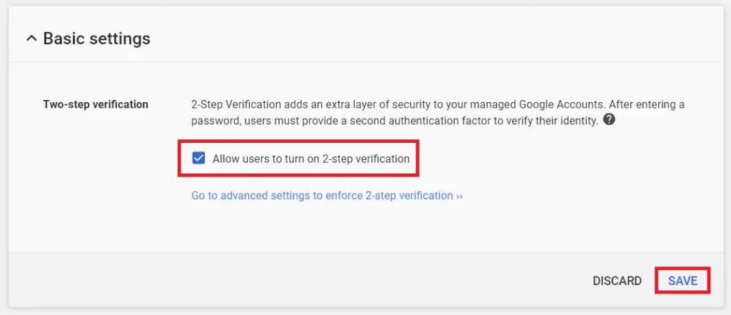 G Suite - turn on 2-step verification