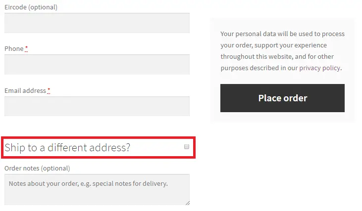 WooCommerce Shipping Address option