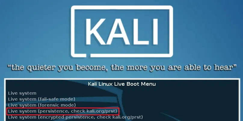 Kali Linux 2018 Live USB with Persistence