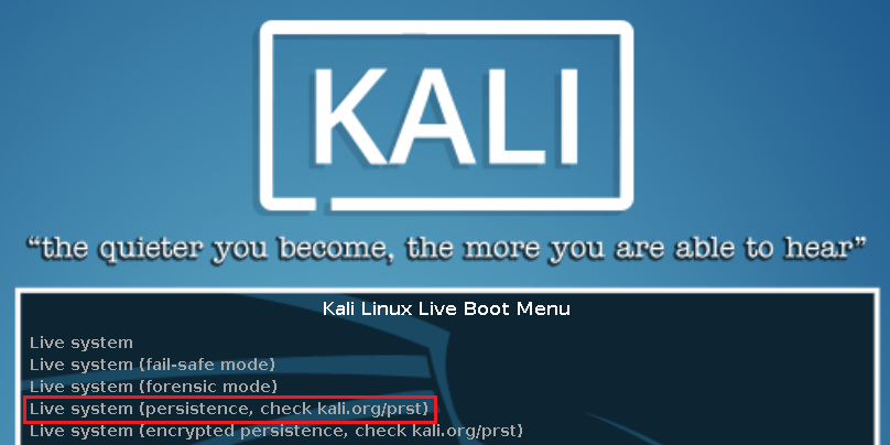 Kali Linux 2018 Live USB with Persistence