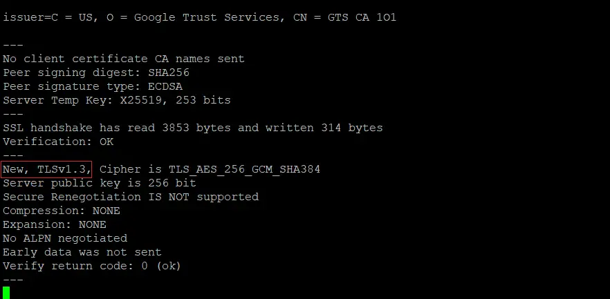 Testing a Server for TLS 1.2/1.3 in Linux