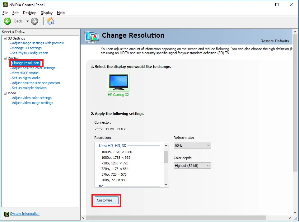 Nvidia Geforce Control Panel - Force Custom Resolution