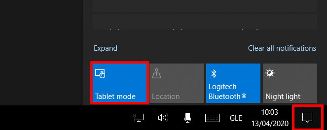 Windows 10 Desktop Suddenly Missing. Turn off Windows 10 Tablet Mode